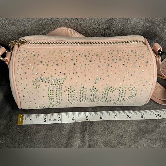Juicy Couture Velour Let It Shine Rhinestone Roll Purse. Subtle pink color. NWT - Picture 15 of 16
